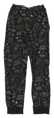Tmavošedé pyžamové kalhoty s raketami a planetami H&M