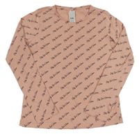 Pudrové triko s nápisy C&A