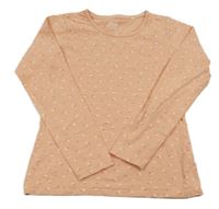 Světleranžovo-meruňkové pruhované triko se srdíčky YIGGA