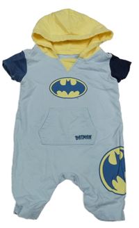 Světlemodro-tmavomodrá tepláková kombinéza s Batmanem a kapsou a kapucí George