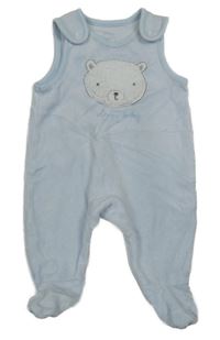 Světlemodré sametové dupačky s medvídkem C&A