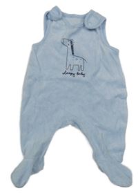 Světlemodré sametové dupačky se zvířátkem