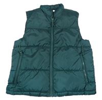 Smaragdová prošívaná šusťáková zateplená vesta H&M