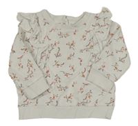 Smetanová mikina s kytičkami a volánky Next