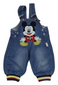 Modré riflové laclové kalhoty s Mickey 