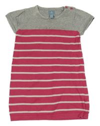 Tmavorůžovo-bílo-šedé pruhované pletené šaty GAP