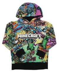 Černo-barevná mikina s Minecraft a kapsou a kapucí Next