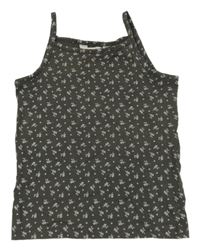 Tmavošedý top s kytičkami H&M