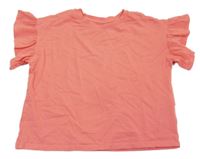Lososové oversize crop tričko s volánky H&M