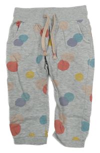 Šedé melírované barevně puntíkaté tepláky H&M