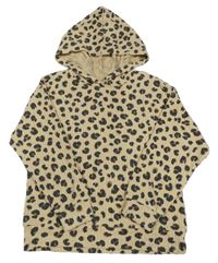 Béžovo-černo-hnědá vzorovaná žebrovaná úpletová oversize mikina s kapucí H&M