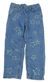 Modré relaxed rifle s hvězdičkami s flitry Denim Co.