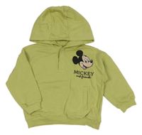 Olivová oversize mikina s Mickey s kamarády a kapucí RESERVED
