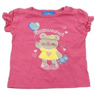 Růžové tričko s medvídkem a nápisy Topolino
