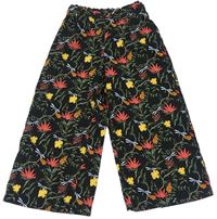 Černé květované culottes kalhoty 