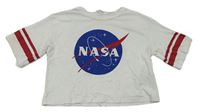Bílé crop tričko s pruhy NASA zn. H&M
