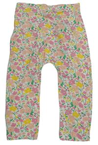 Bílo-růžovo-žluté květované legíny Matalan
