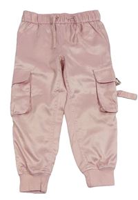 Růžové saténové cargo cuff kalhoty Matalan