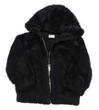 Černá kožešinová podšitá bunda s kapucí F&F