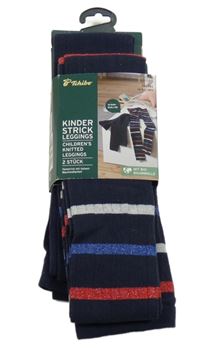 Nové - 2x žebrované punčochové legíny - tmavomodro-barevné pruhované + tmavomodré Tchibo