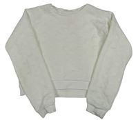 Bílá puntíkatá crop mikina H&M
