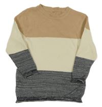 Béžovo-krémovo-černý dlouhý svetr George