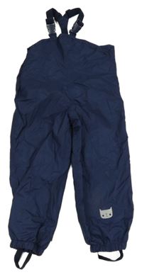 Tmavomodré šusťákové podšité laclové kalhoty Pocopiano