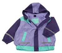 Lila-tyrkysovo-fialová nepromokavá jarní bunda s kapucí X-Mail