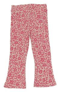 Růžové květované žebrované flare legíny F&F