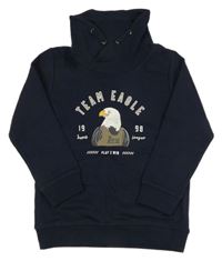 Tmavomodrá mikina s orlem a komínovým límcem Topolino