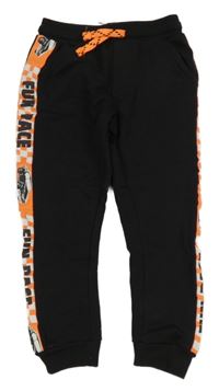 Černé tepláky s pruhem s nápisy a auty Kiki&Koko