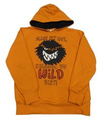 Oranžová mikina s příšerkou a kapucí