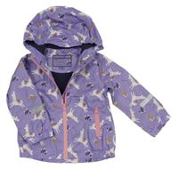 Fialová šusťáková jarní bunda s lamami a kapucí Pocopiano