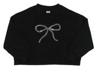 Černá crop mikina s mašlí z cvočků LC Waikiki