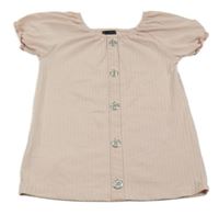 Růžové žebrované tričko s knoflíky Firetrap