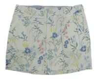 Smetanová květovaná plátěná chino sukně H&M