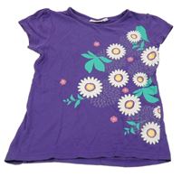 Fialové tričko s květinami Kids