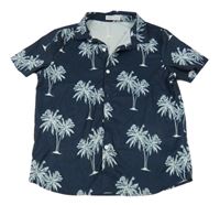 Tmavomodrá košile s palmami Shein