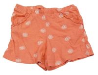 Korálové květované bavlněné kraťasy s volánky Stop+Go