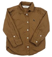 Hnědá puntíkatá košile H&M
