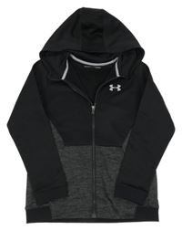 Černo-tmavošedá sportovní propínací funkční mikina s kapucí Under Armour