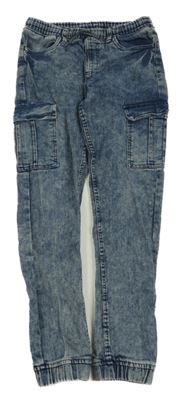 Modré cargo cuff jogger rifle Y.F.K.