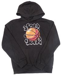 Černá mikina s basketbalovým míčem a kapucí H&M