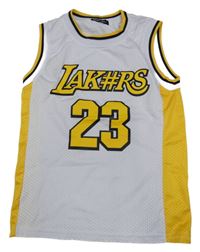 Bílo-žluté perforované basketbalové tílko s číslem - LA Lakers