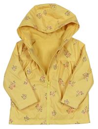 Žlutá nepromokavá květovaná podzimní bunda s kapucí St. Bernard