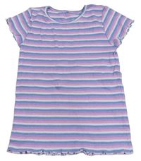 Modro-růžovo-bílé pruhované žebrované tričko George