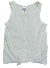 Bílý žebrovaný crop top s uzlem C&A
