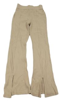Béžové žebrované flare legíny F&F