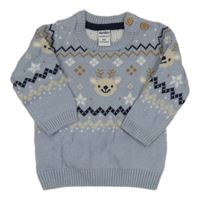 Světlemodrý vzorovaný svetr se soby Dopodopo