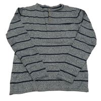 Tmavomodré melírované pruhované triko s kapsou kiabi